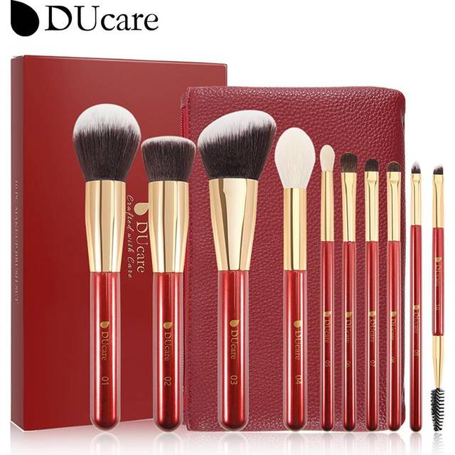 DUcare sminkborstar 10st set för kosmetisk foundation puderrouge ögonskugga Kabuki blandning sminkborste Skönhetsverktyg 10pc Makeup Brushes