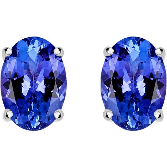 18ct White Gold 0.95ct Tanzanite Oval Cut Stud Earrings