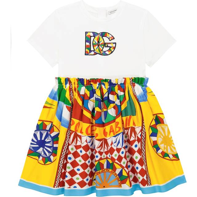 Dolce&Gabbana Kids Carretto poplin and jersey dress - multicoloured (Y 12)