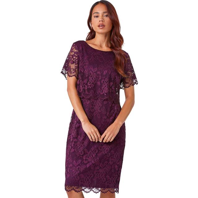 Roman petite lace overlay stretch dress for women uk - ladies