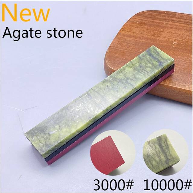 (a-Sky blue Sharpening Stone) 10000 Grit Natural Green Agate Sharpening Stone Whetstone Fine Grinding Polishing Shaved Bar Kitchen Knife Sharpener Hon