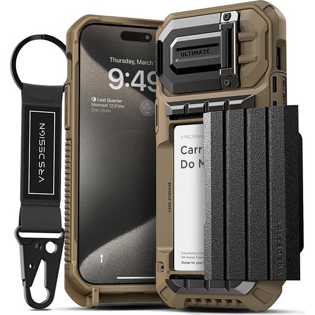 VRS DESIGN Damda Glide Ultimate for iPhone 15 Pro Max(2023)  Premium Sturdy Fully Covered Camera Lens Protection Wallet Case with Multi-Functional Str