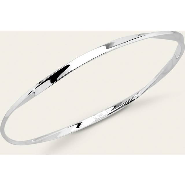 John Greed Portrait Sketch Silver Flat Twisted Bangle For Women - silver
