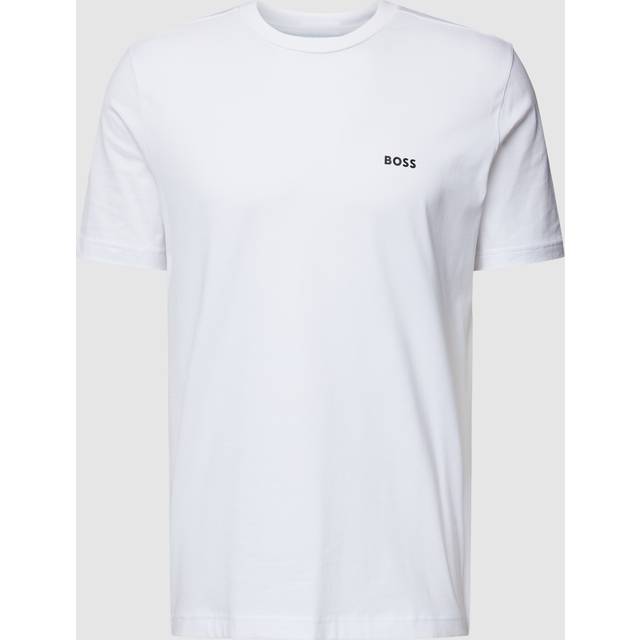 Men's BOSS Green Tee Mens Stretch Cotton T-Shirt with Contrast Logo NOS - White - Size: 40/Regular