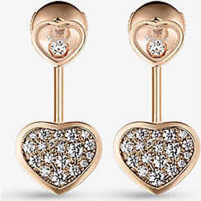 Chopard Womens Rose Gold Happy Hearts 18ct Rose-gold and 0.44ct Brilliant-cut Diamond Earrings - ROSE GOLD