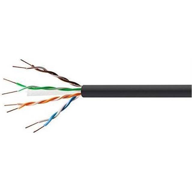 Monoprice Cat6 Outdoor Bulk Ethernet Cable - UL, TAA, Solid (w/spine), Waterblocking Tape Direct Burial, UTP, 23AWG, 550MHz, Pure Bare Copper, Spool, - Black