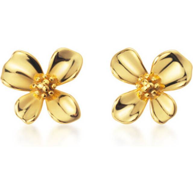 Silver plating Fashion Gold Flower Stud Earrings for Trend Women Wedding  Earrings Jewelry