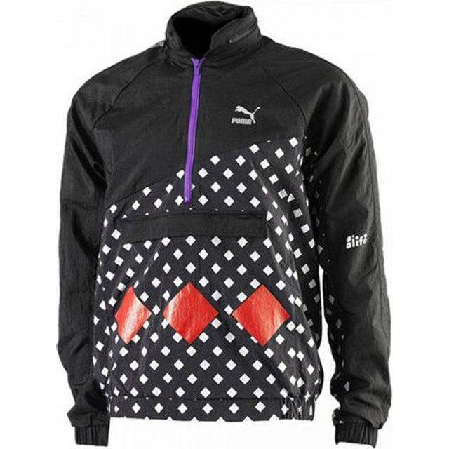 Puma PumaXAlifeArc Savanah Diamond Print Mens Pull Over TrackTop Jacket 568202 01 A2D - Black Textile - Size 2XS