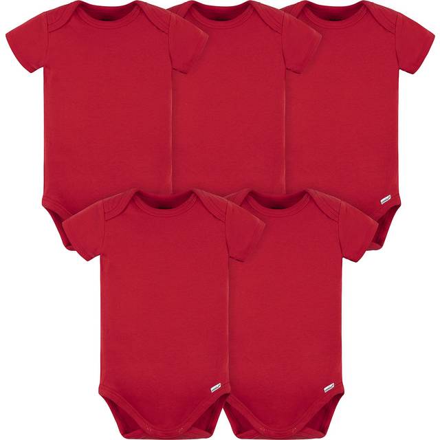 gerber unisex baby 5 Pack Onesies Multi-packs Bundle Interlock 180 gsm Shirt  Red  12 Months US