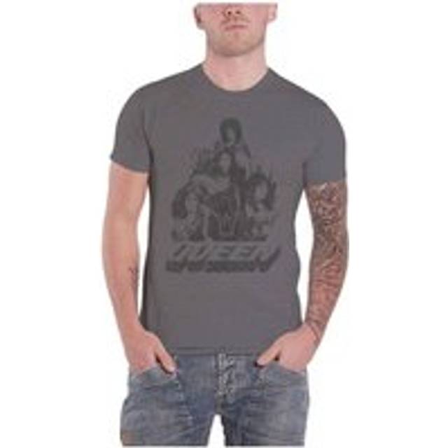 (L, Charcoal Grey) Queen Unisex Adult 70s Photo T-Shirt