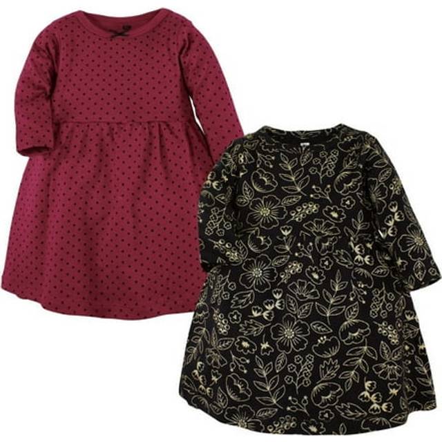 Hudson Baby Infant and Toddler Girl Cotton Dresses  Gold Botanical  0-3 Months