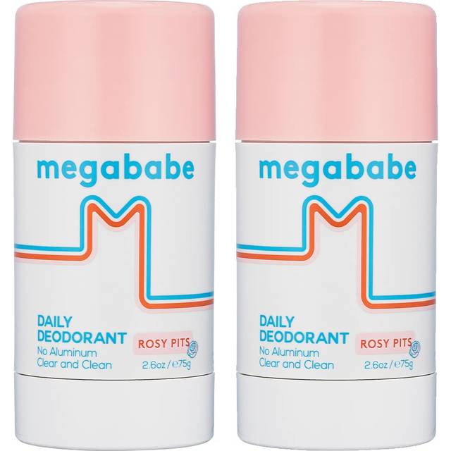 Megababe Daily Deodorant - Rosy Pits | Aluminum-Free  Clear & Clean | 2.6 oz - 2 Pack