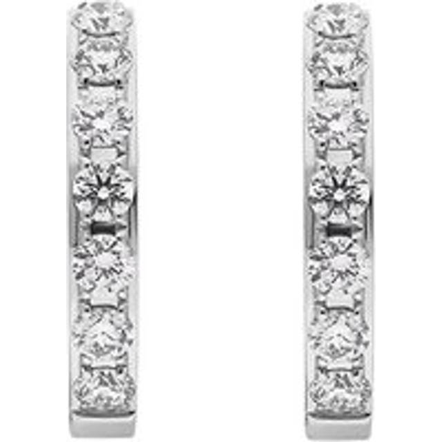 18ct White Gold Diamond 15mm Hoop Earrings - Gold