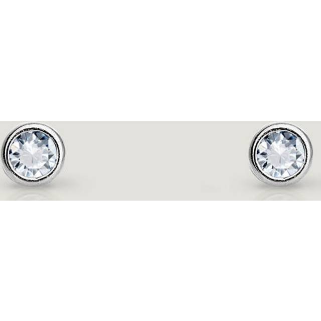 John Greed CANDY 9ct White Gold CZ Stud Earrings 2mm For Women - gold/white