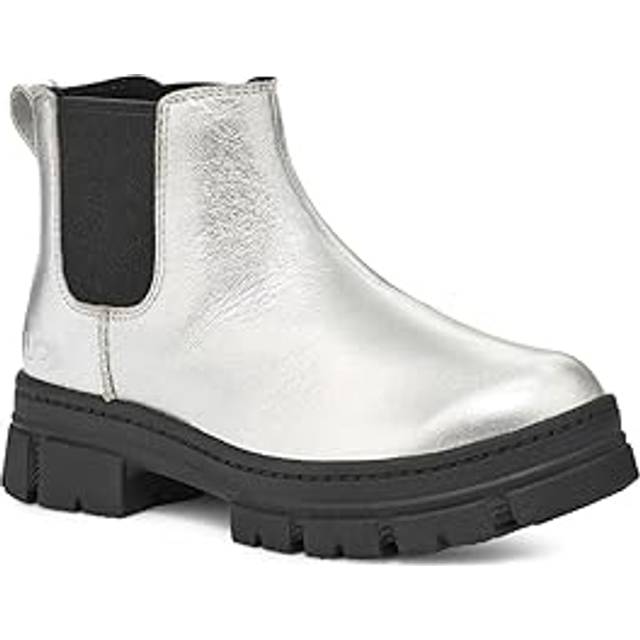UGG® Ashton Shine Chelsea Boot in Grey, Size 2, Leather/Polyester - Silver