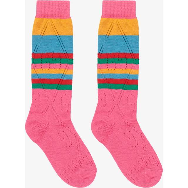 Gucci Girls Teen Cotton Knit Gg Logo Socks - Pink - 34-37