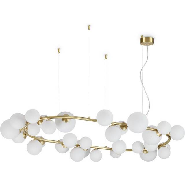 Ideal Lux PERLAGE 30 Light Globe Pendant Ceiling Light Brass