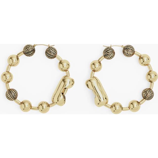 Marc Jacobs Gold 'The Monogram Ball Chain Hoop' Earrings - 970 Light Gold - UNI