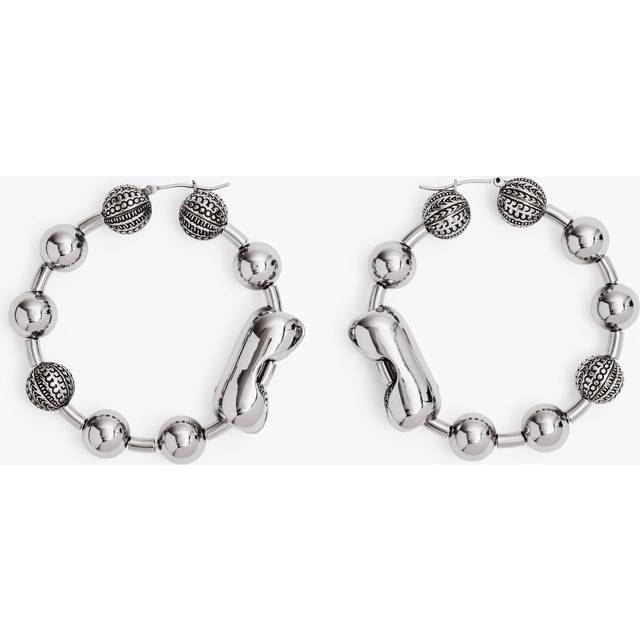 Marc Jacobs Silver 'The Monogram Ball Chain Hoop' Earrings - 029 Light Silver - UNI