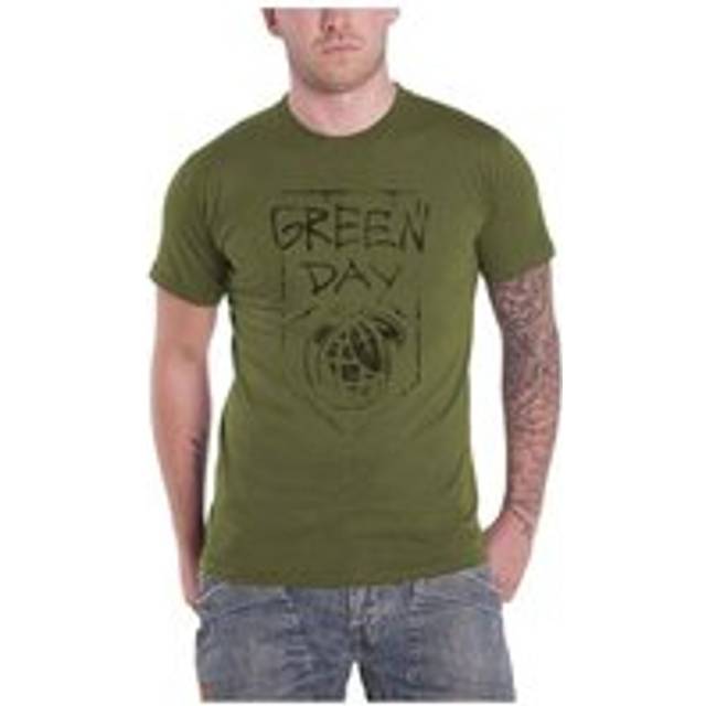 (2XL, Military Green) Green Day Unisex Adult Grenade T-Shirt