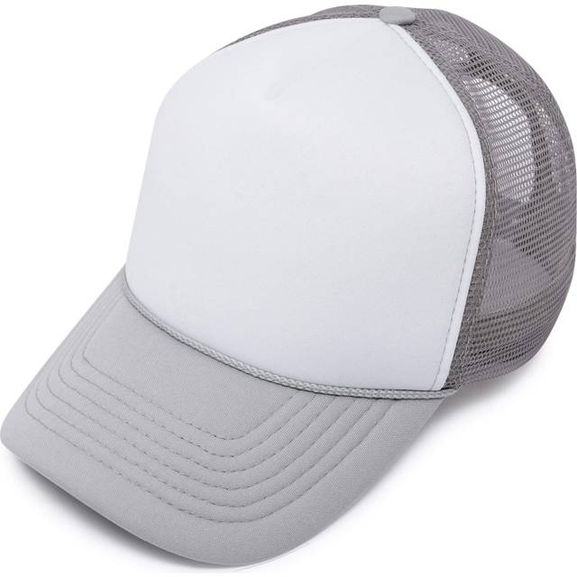 DALIX Blank Hat Two Tone Summer Mesh Cap in Gray and White Trucker Hat