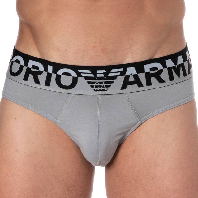 Emporio Armani Megalogo Cotton Briefs - Stone