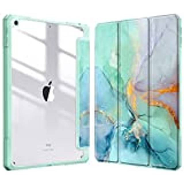 Hybrid Case Compatible with iPad 9th/8th/7th Generation (2021/2020/2019 Model, 10.2 inch) - Shockproof Cover with Clear Back Shell w/Pencil Holder,