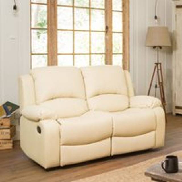 Glendale 2 Seater Cream Bonded Leather Manual Recliner Sofa - Artemis Home