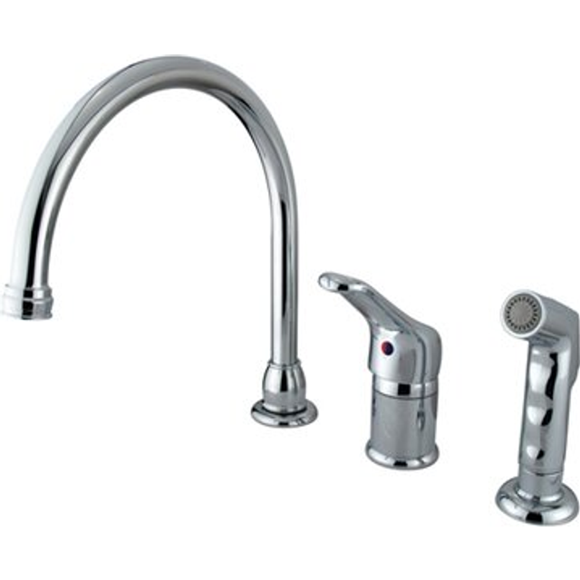 "Elements of Design EB811 Widespread Single Handle Kitchen Faucet with Sprayer  8""""""""  Polished Chrome"
