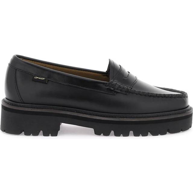 G.H. Bass & Co., Loafers, female, Black, 5 UK, Leather Lug Loafers with Comfort Footbed