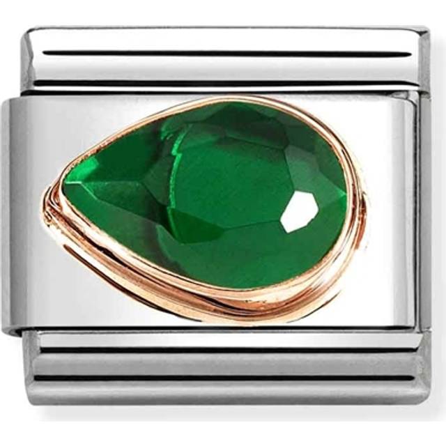 Nomination Classic Faceted Zirconia Left Teardrop Charm 9k Rose Gold Green - Silver,Rose,Green - 0.9cm x 1.0cm