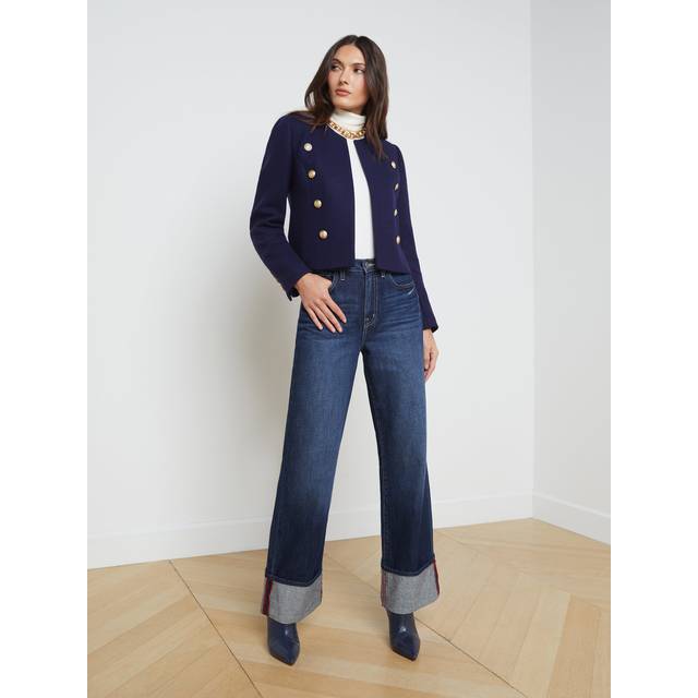 L’Agence True Collarless Wool-Blend Jacket