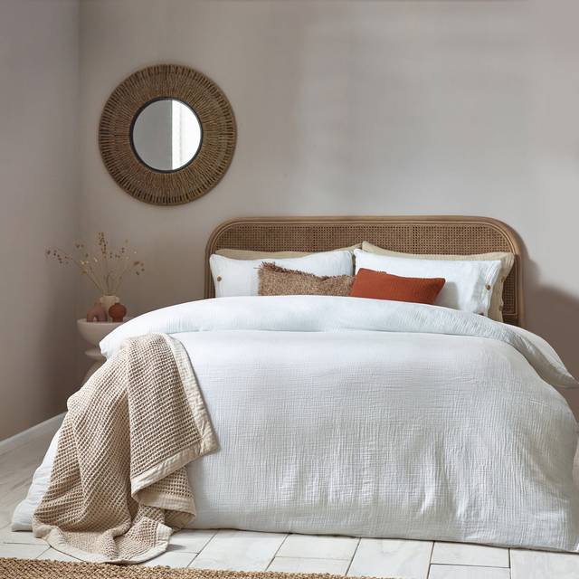 Yard Lark Muslin Cotton Super King Duvet Cover Set White, Multi