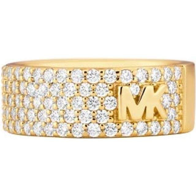Michael Kors MK Gold Tone Sterling Silver CZ Pavé Ring- Size J