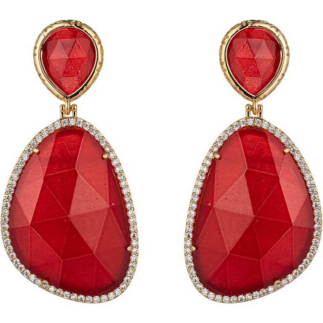 Eye Candy LA CZ Ruby Dangle Earrings