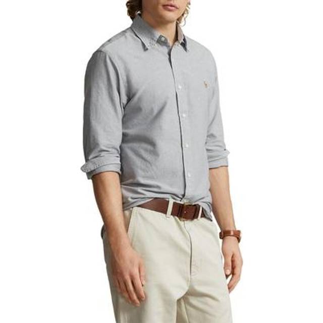 Polo Ralph Lauren Solid Color Square Collar Single-Breasted Casual Long Sleeve Shirt Men shirts Light-Gray 710791374-015 S