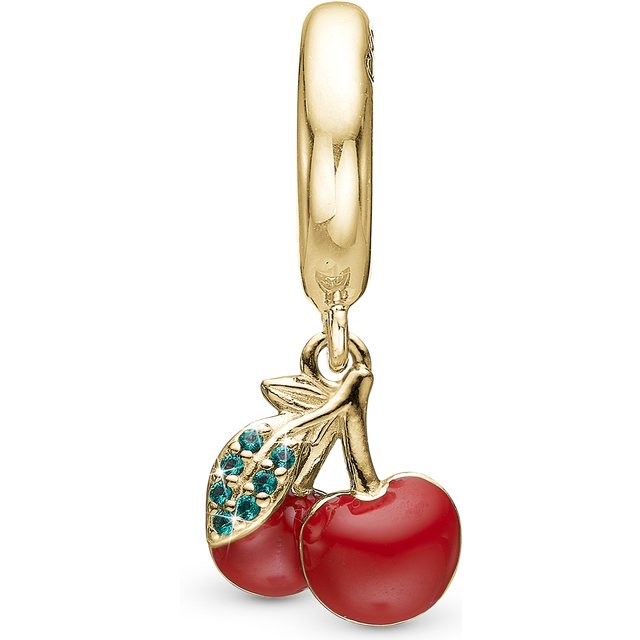 Christina Jewelry happy Cherries forgyldt charm til læderarmbånd på 6 mm