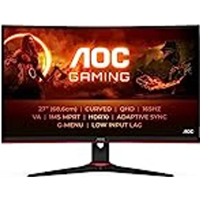 AOC Gaming CQ27G2SE – 27 tum QHD böjd skärm, FreeSync Premium (2560 x 1440, 165 Hz, HDMI 1.4, DisplayPort 1.2) svart-röd