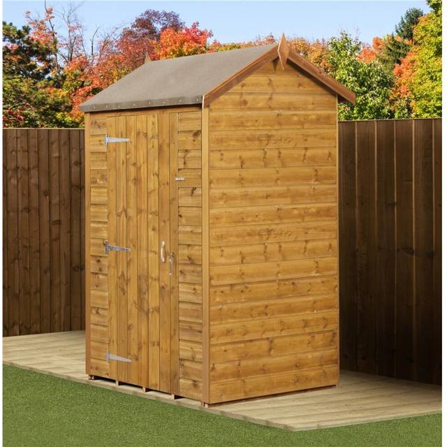 Modular Apex Garden Shed 4X4 No Windows Double Door - Brown (127cm W X 119.38cm D X 220.98cm H)