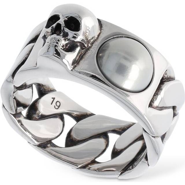 Alexander McQueen, Rings, male, Gray, 60 MM, Skl Pearl Ring