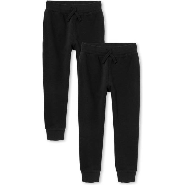 The Children's Place boys Active Fleece Jogger Pants  Black 2 Pack  X-