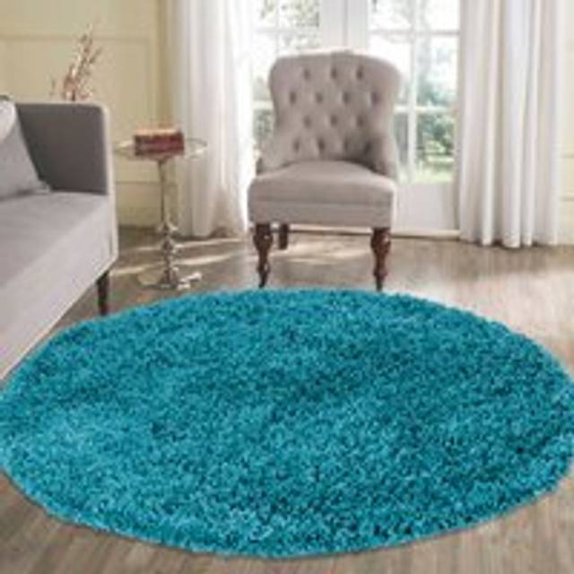 Desire Rugs Oxford Teal Plain Round Shaggy Rug 120 x 120cm