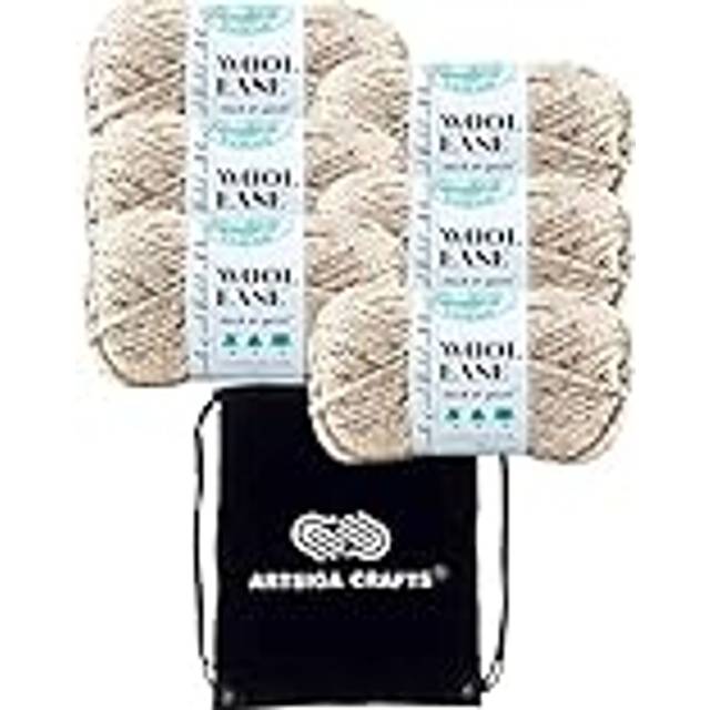 Lion Brand Wool Ease Thick & Quick Oatmeal 640-123 (6-Skeins - Same Dye Lot) #6 S Bulky Acrylic-Wool Yarn for Crocheting and Knitting - Bundle with 1