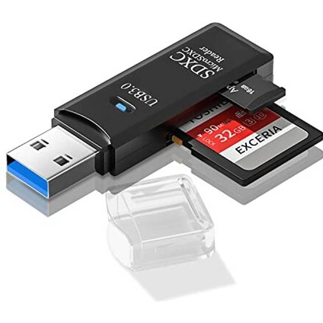 USB 3.0 Card Reader, Seminer High Speed 2-Slot USB 3.0 Reader / Writer for all SD, SDHC, SDXC, Micro SD, Micro SDHC, Micro SDXC, black