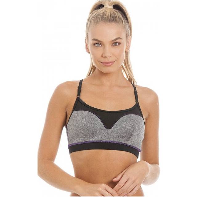 Plain Racer Back Spaghetti Strap Sports Bra - Grey - M