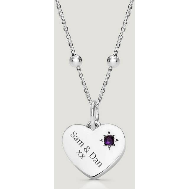 John Greed CANDY Love Silver & Amethyst Heart Necklace For Women - silver
