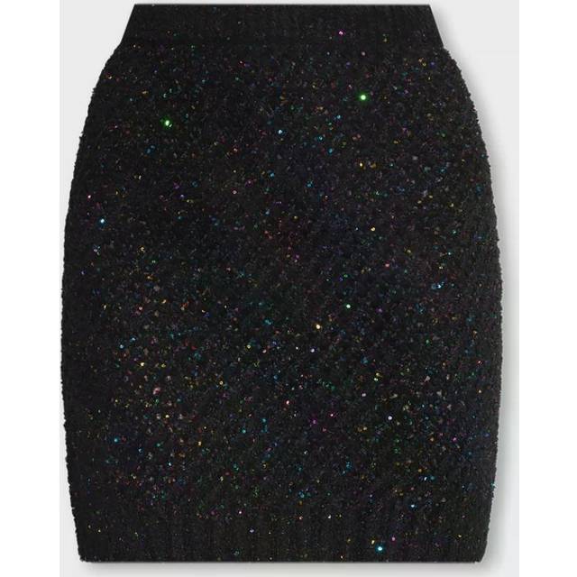Balmain, Kjol, Dam, XL, Kort stickad kjol - black (XL)