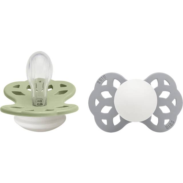 BIBS Pacifier Infinity Symmetrical Silicone Sage Glow/Cloud Glow Size 1 2 st
