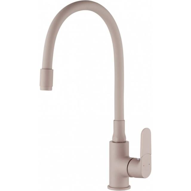 Invena - Beige Elastic Spout Shape Memory Kitchen Mixer Tap Tall Inox Single Lever Faucet