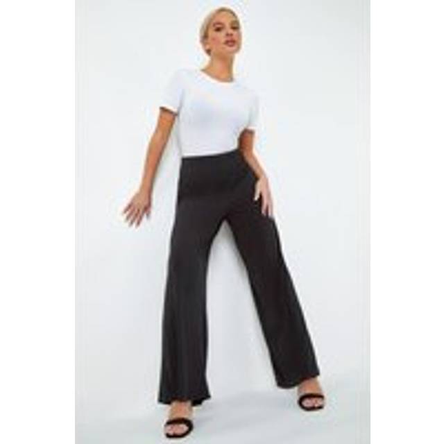 Petite Petite Wide Leg Stretch Trouser - Black - Size 14 - Roman